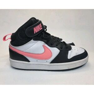 Size 4Y Nike Big Kid Court Borough Mid 2 High Top Pink Black White Sneakers